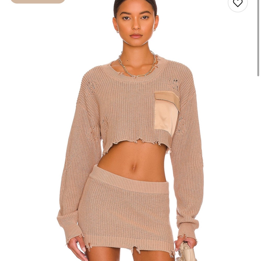 SER.O.YA Tan Cropped Sweater